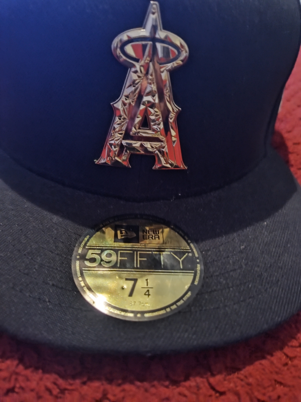 New Era Black Cap with Metallic Gold Angels 'A' Emblem